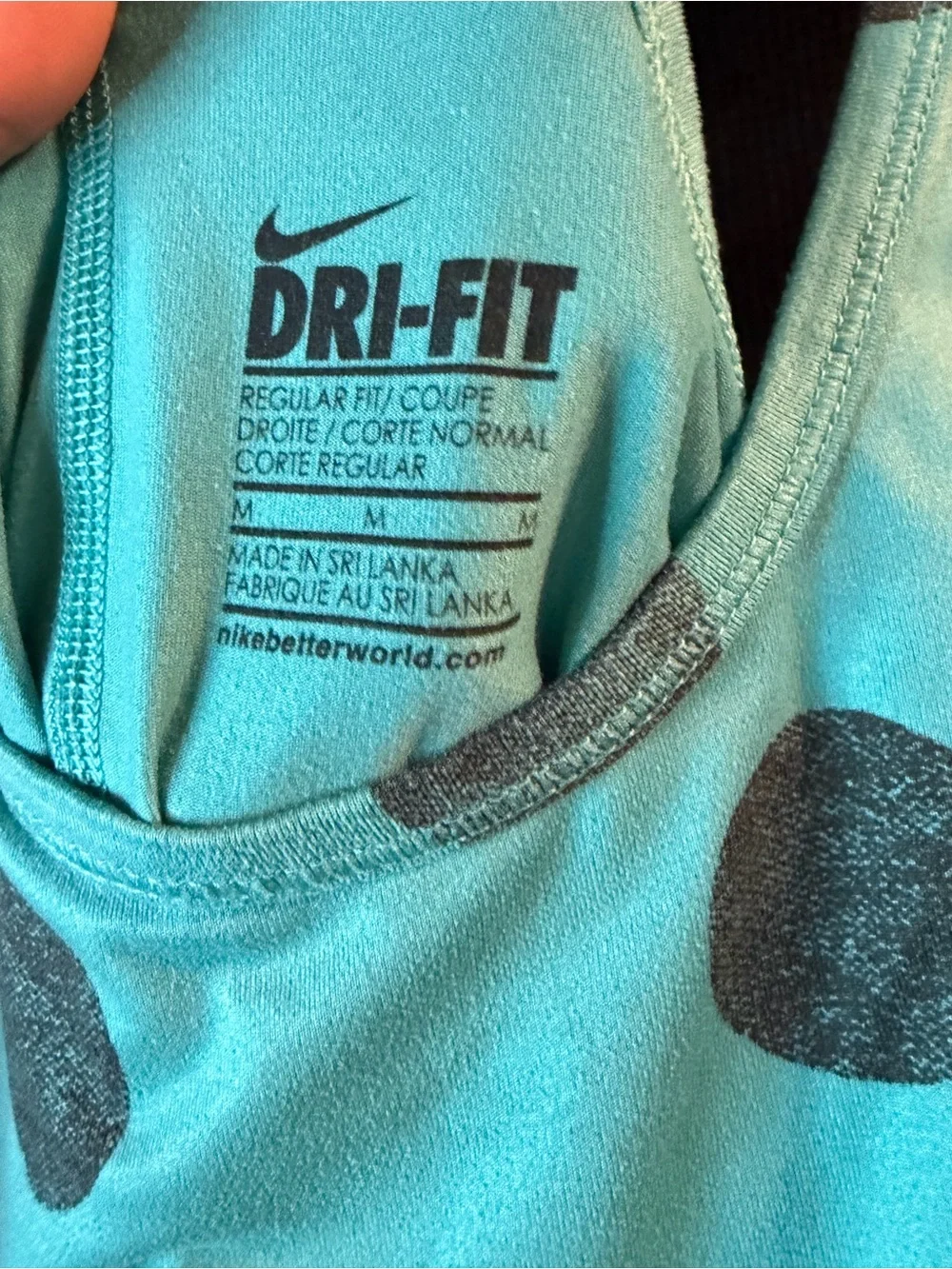 Nike Teal Racerback Tank with Black Polka Dots
